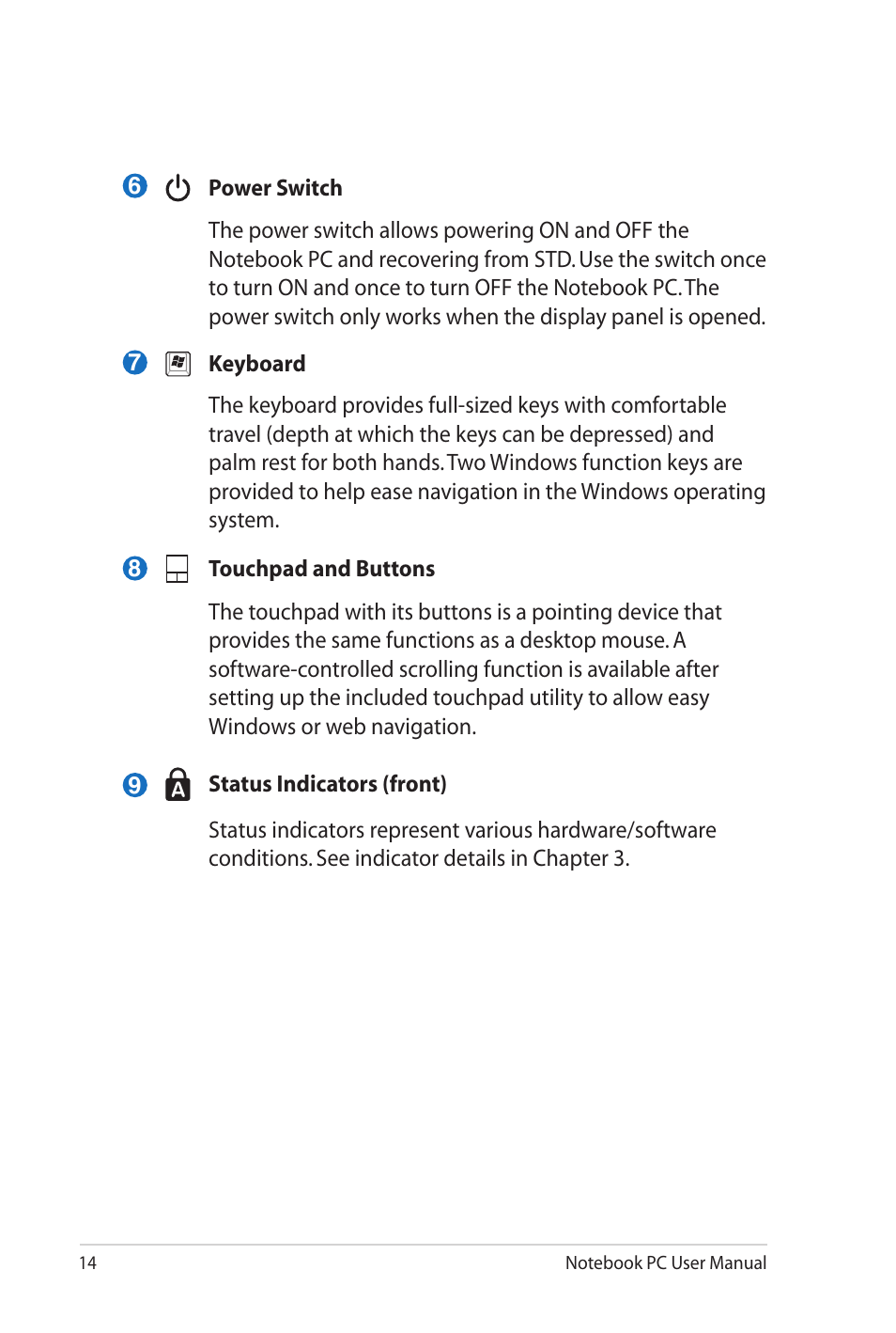 Asus N82JV User Manual | Page 14 / 110