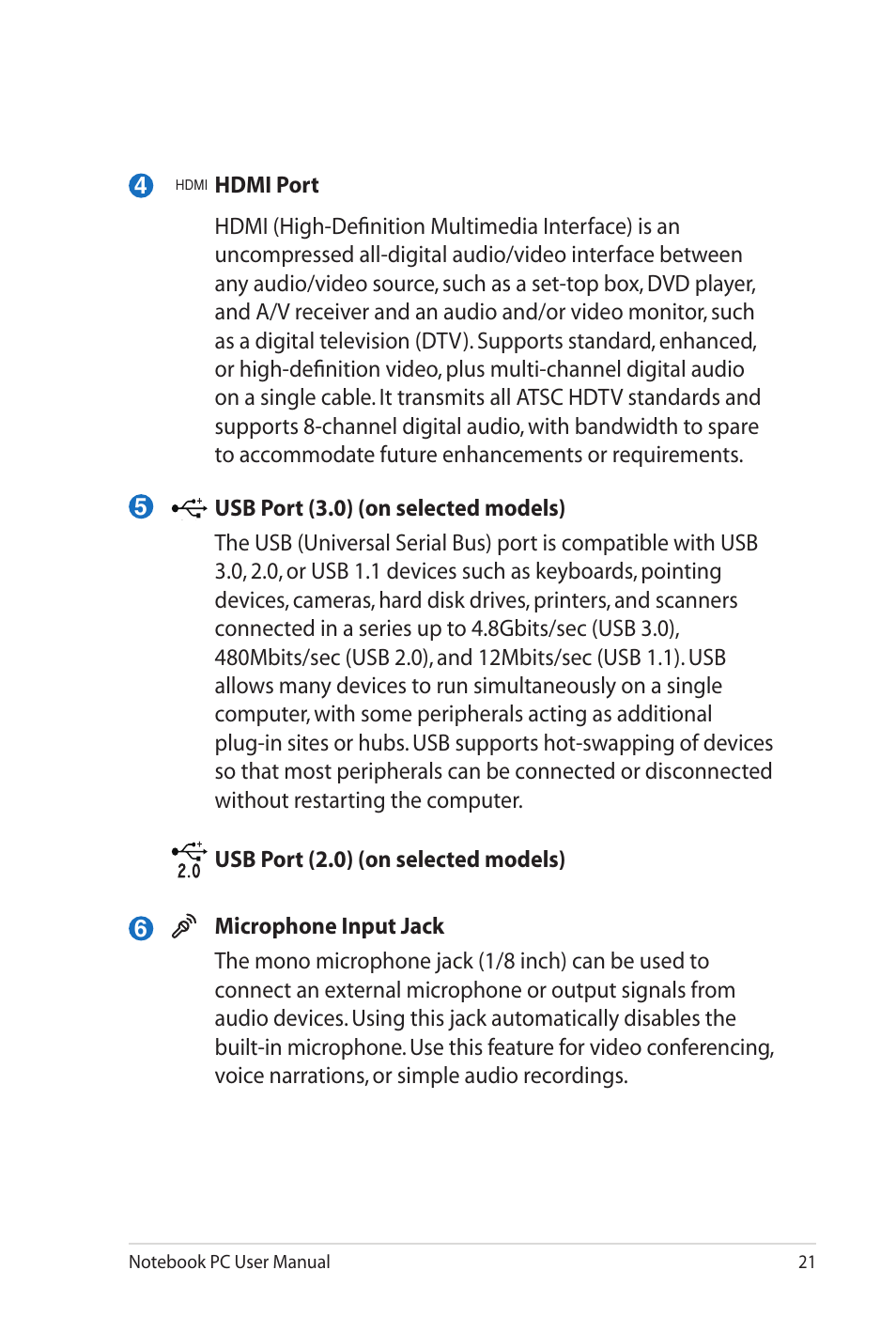 Asus N82JV User Manual | Page 21 / 110