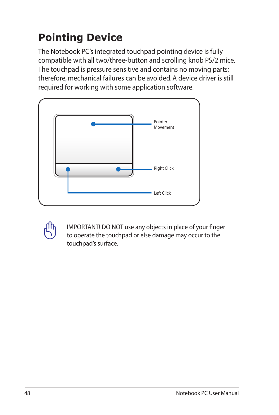 Pointing device | Asus N82JV User Manual | Page 48 / 110