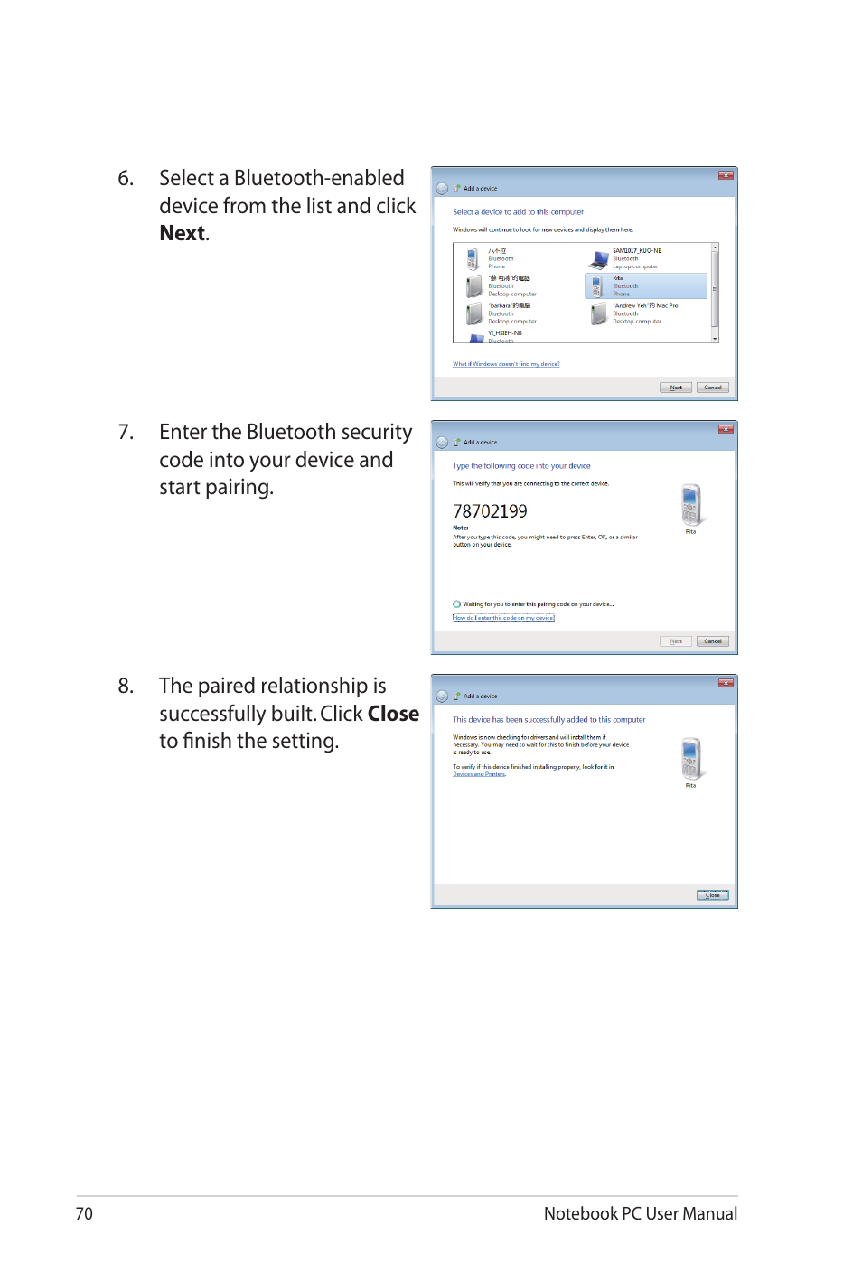 Asus N82JV User Manual | Page 70 / 110