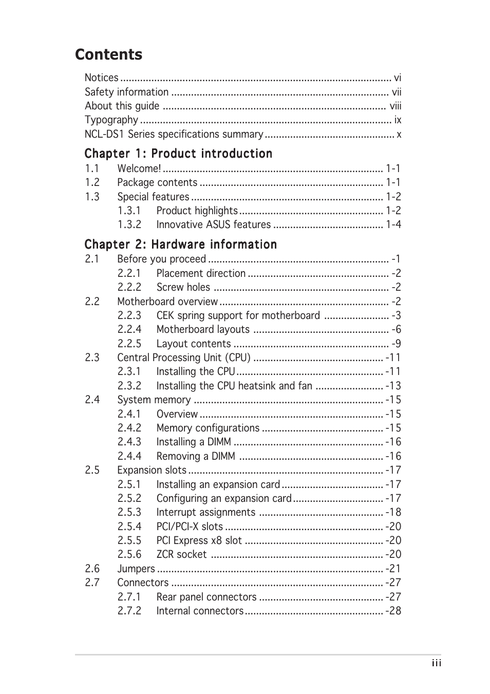 Asus NCL-DS1R1 User Manual | Page 3 / 108