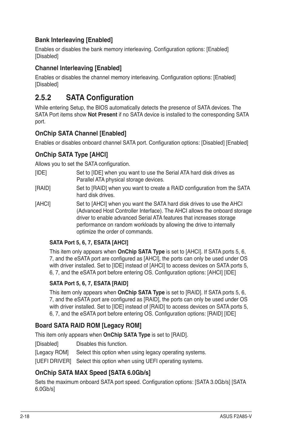 2 sata configuration, Sata configuration -18 | Asus F2A85-V User Manual | Page 64 / 82