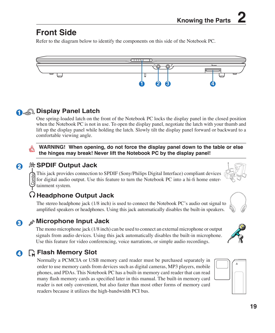 Front side | Asus Z96H User Manual | Page 19 / 69