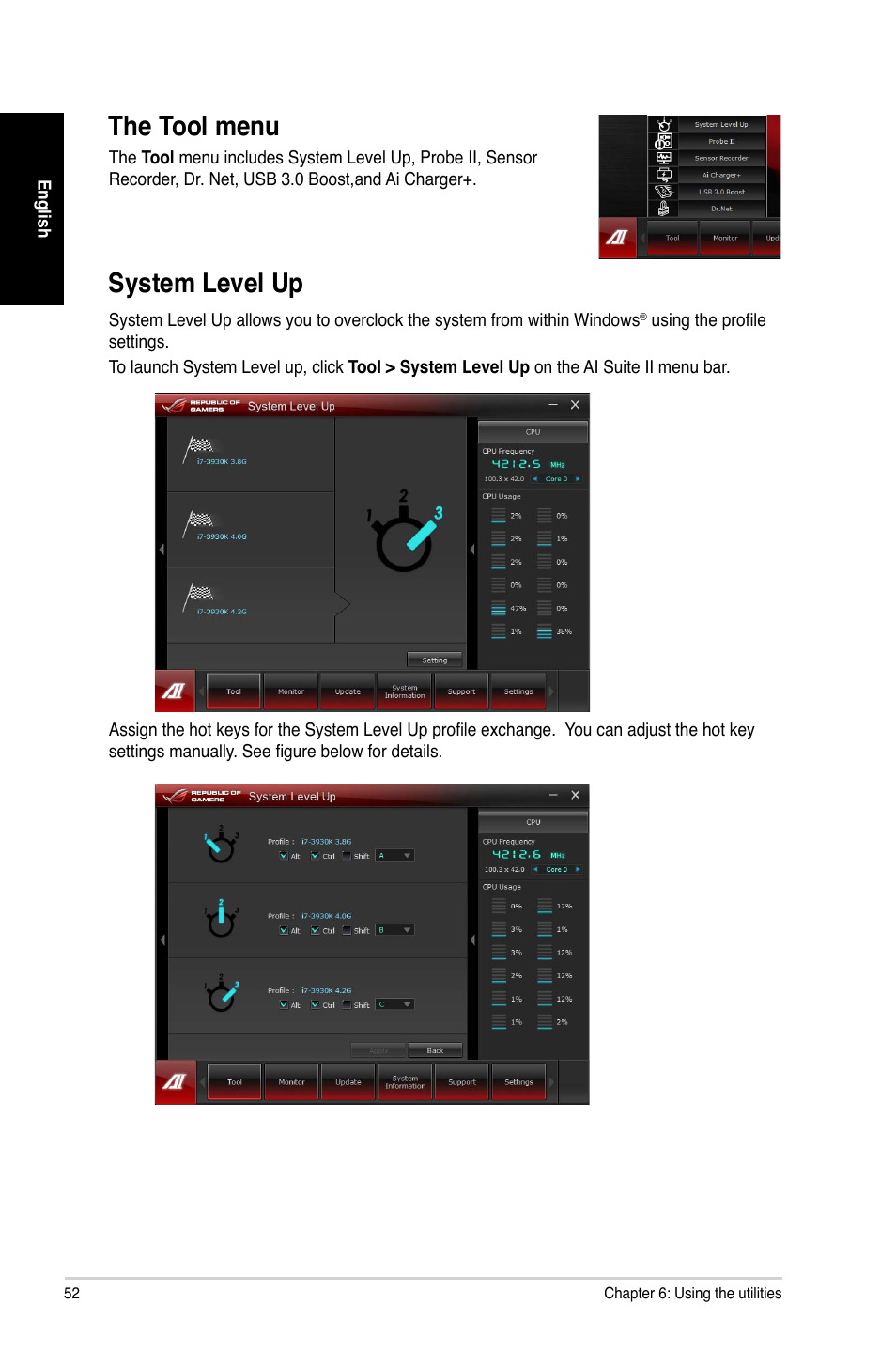 System level up, The tool menu | Asus CG8890 User Manual | Page 52 / 88