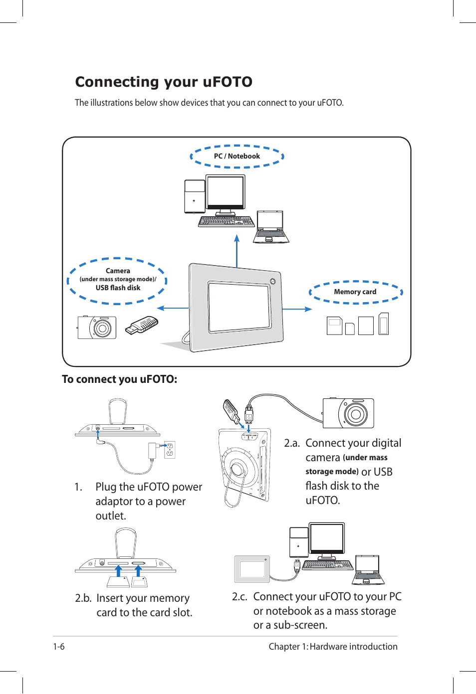 Connecting your ufoto | Asus UF735S User Manual | Page 14 / 40