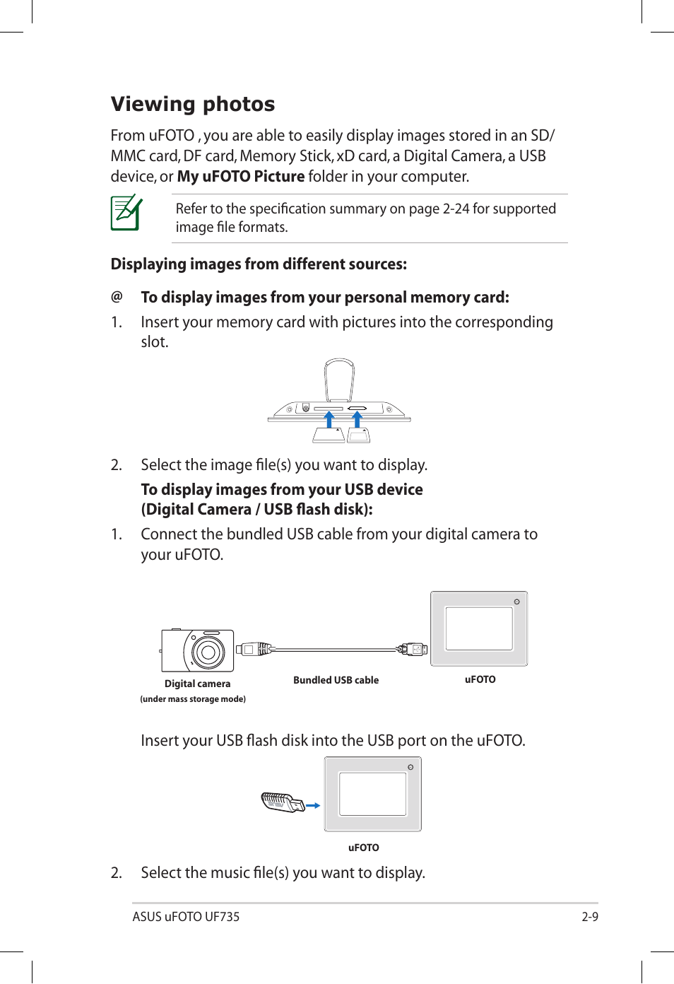 Viewing photos | Asus UF735S User Manual | Page 23 / 40