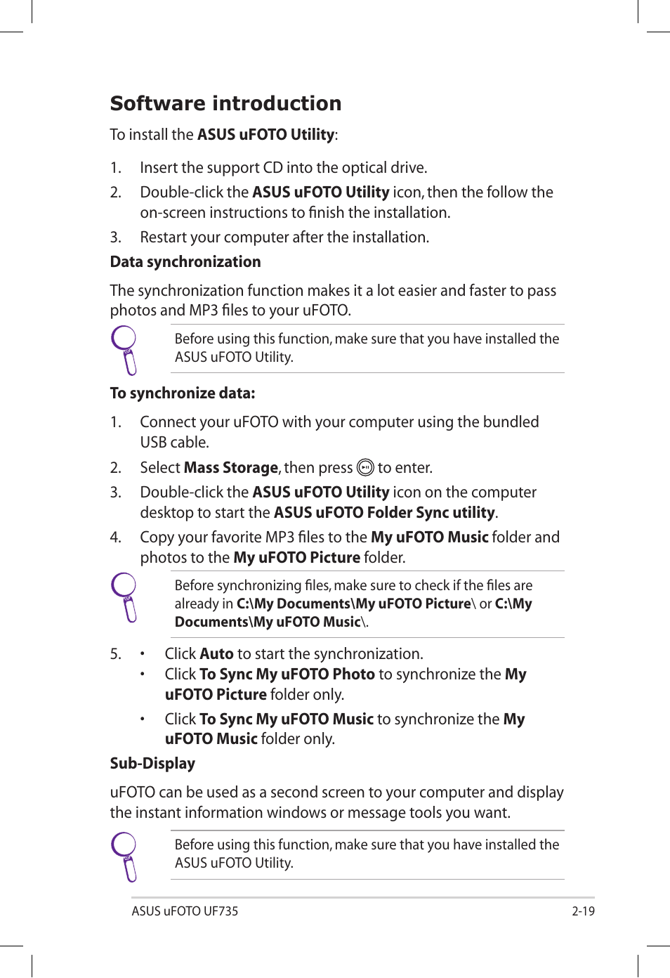 Software introduction | Asus UF735S User Manual | Page 33 / 40