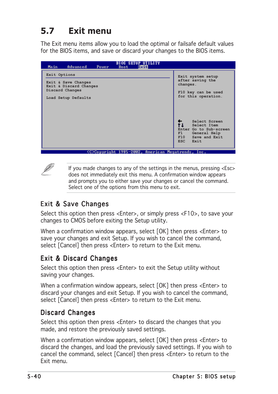 7 exit menu | Asus AP2400R-E2(AS8) User Manual | Page 118 / 128