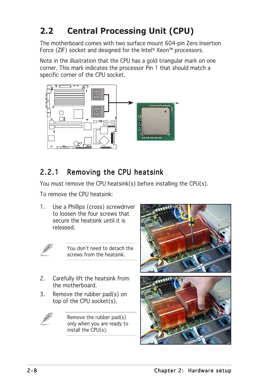 2 central processing unit (cpu) | Asus AP2400R-E2(AS8) User Manual | Page 28 / 128