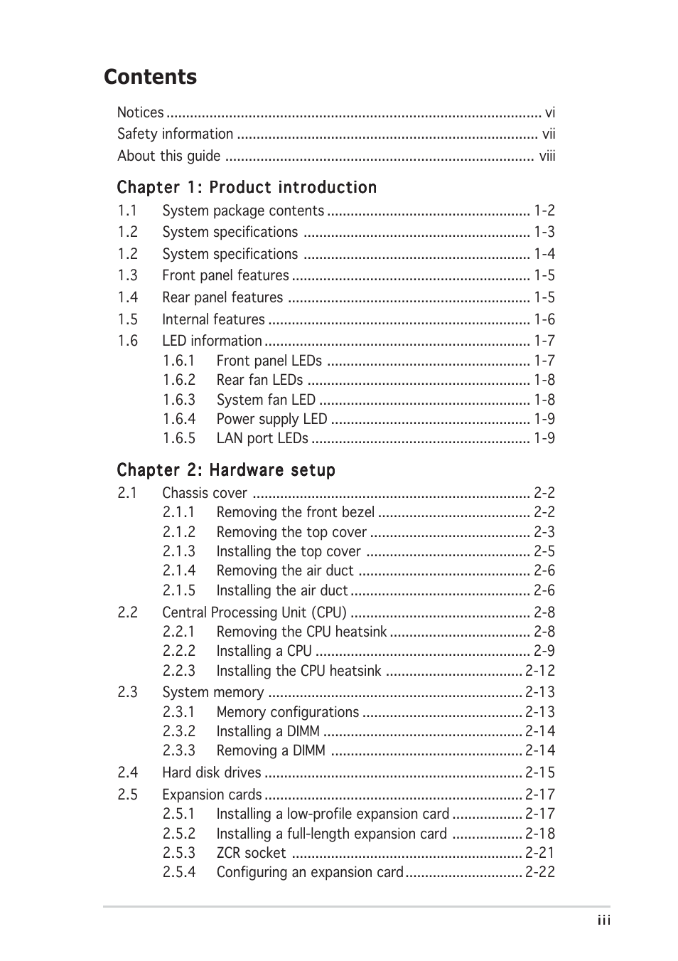 Asus AP2400R-E2(AS8) User Manual | Page 3 / 128