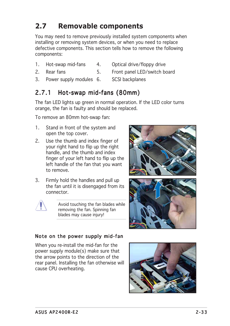 7 removable components | Asus AP2400R-E2(AS8) User Manual | Page 53 / 128