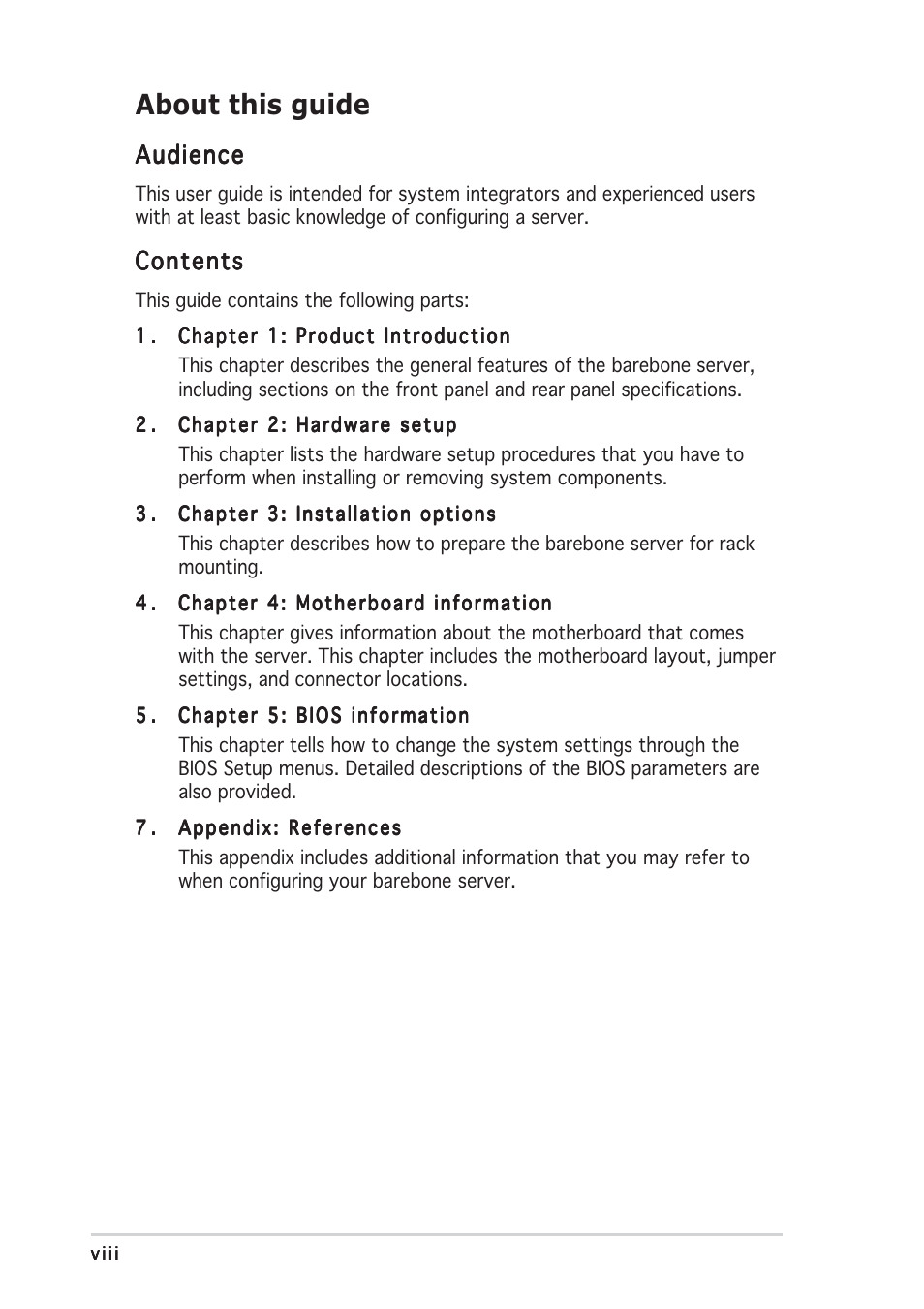 Asus AP2400R-E2(AS8) User Manual | Page 8 / 128