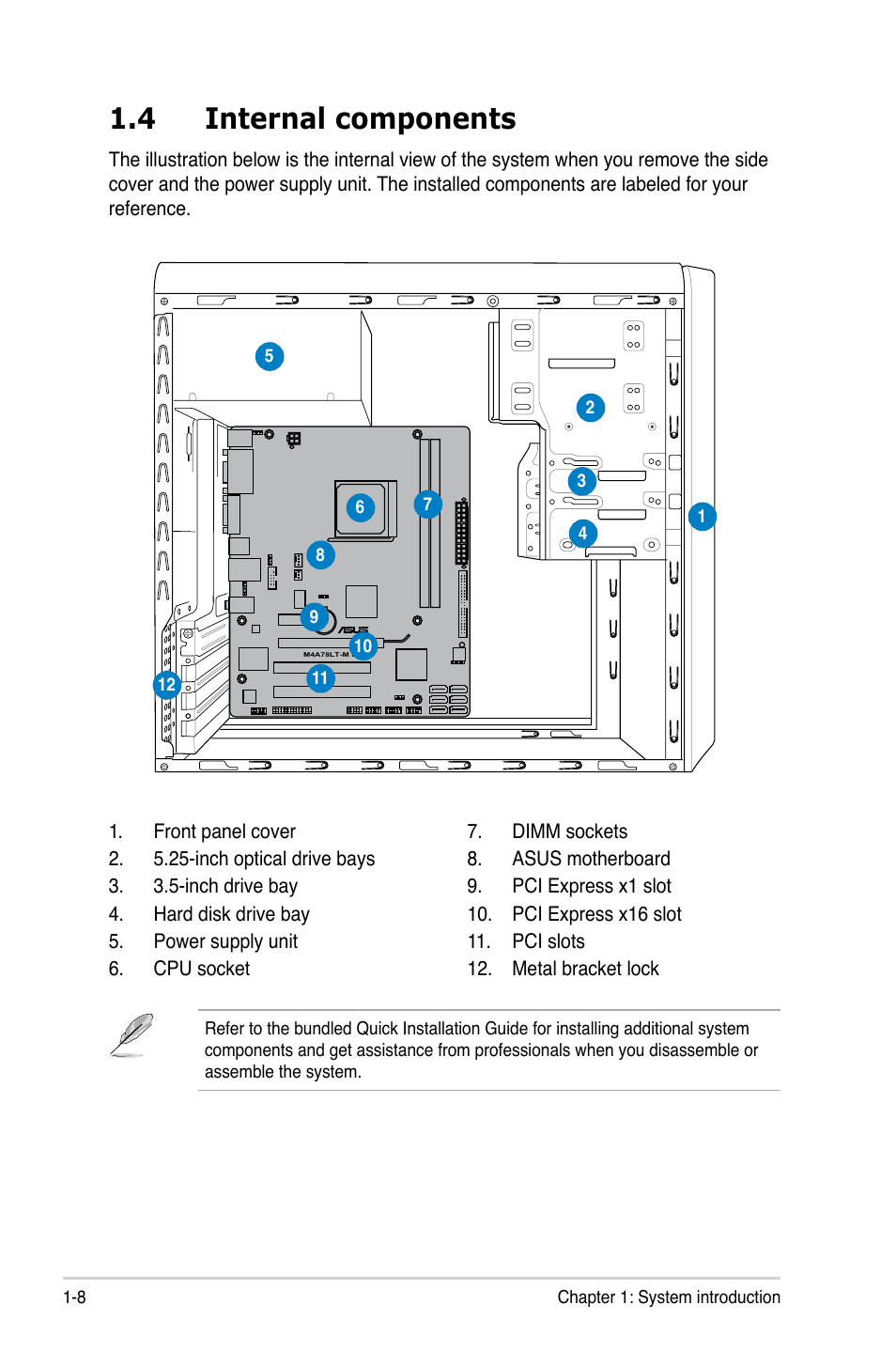 4 internal components | Asus V7-M4A3000E User Manual | Page 18 / 85