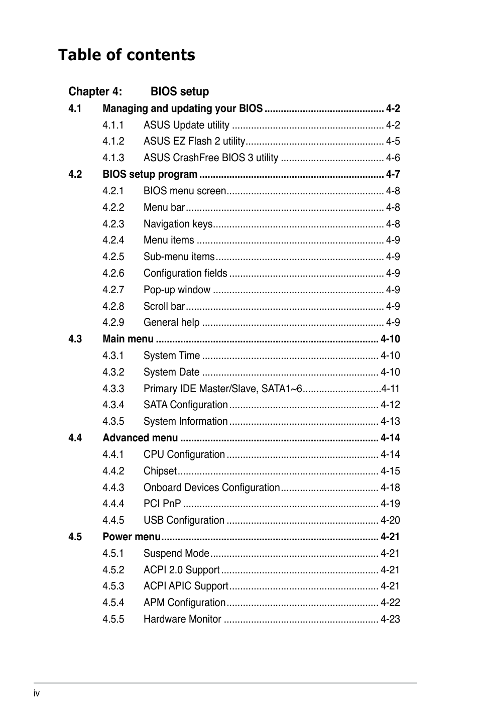 Asus V7-M4A3000E User Manual | Page 4 / 85