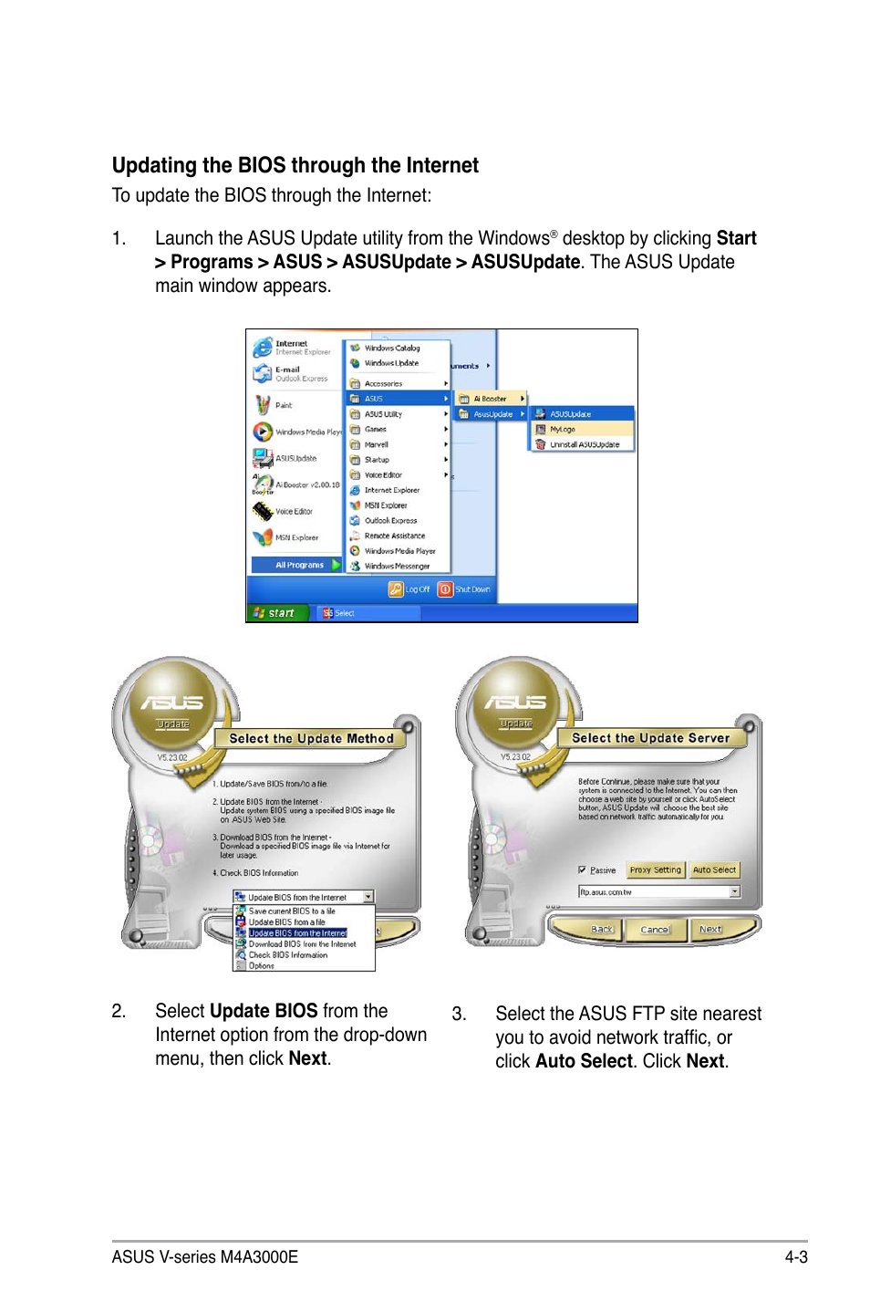 Updating.the.bios.through.the.internet | Asus V7-M4A3000E User Manual | Page 57 / 85