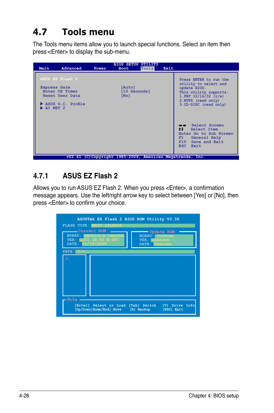 7 tools menu, Asus.ez.flash.2 | Asus V7-M4A3000E User Manual | Page 82 / 85