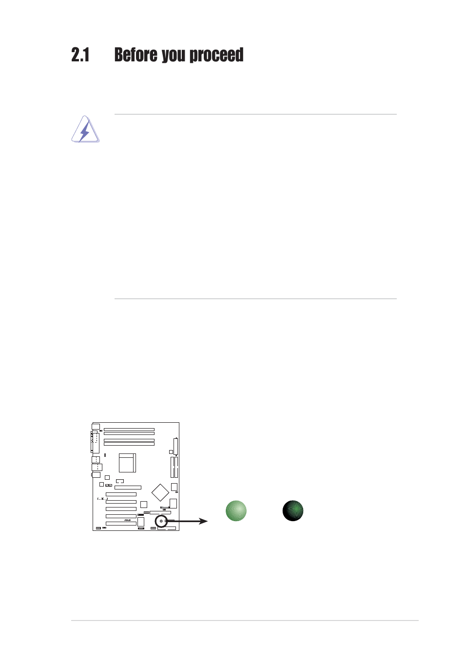 1 before you proceed, Onboard led | Asus AW171 User Manual | Page 21 / 116