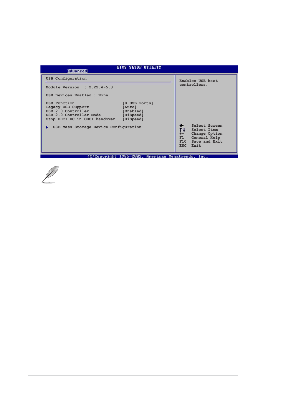 Usb function [both controllers, Legacy usb support [enabled, Usb 2.0 controller [enabled | Usb 2.0 controller mode [hispeed, Stop ehci hc in ohci handover [hispeed | Asus AW171 User Manual | Page 76 / 116