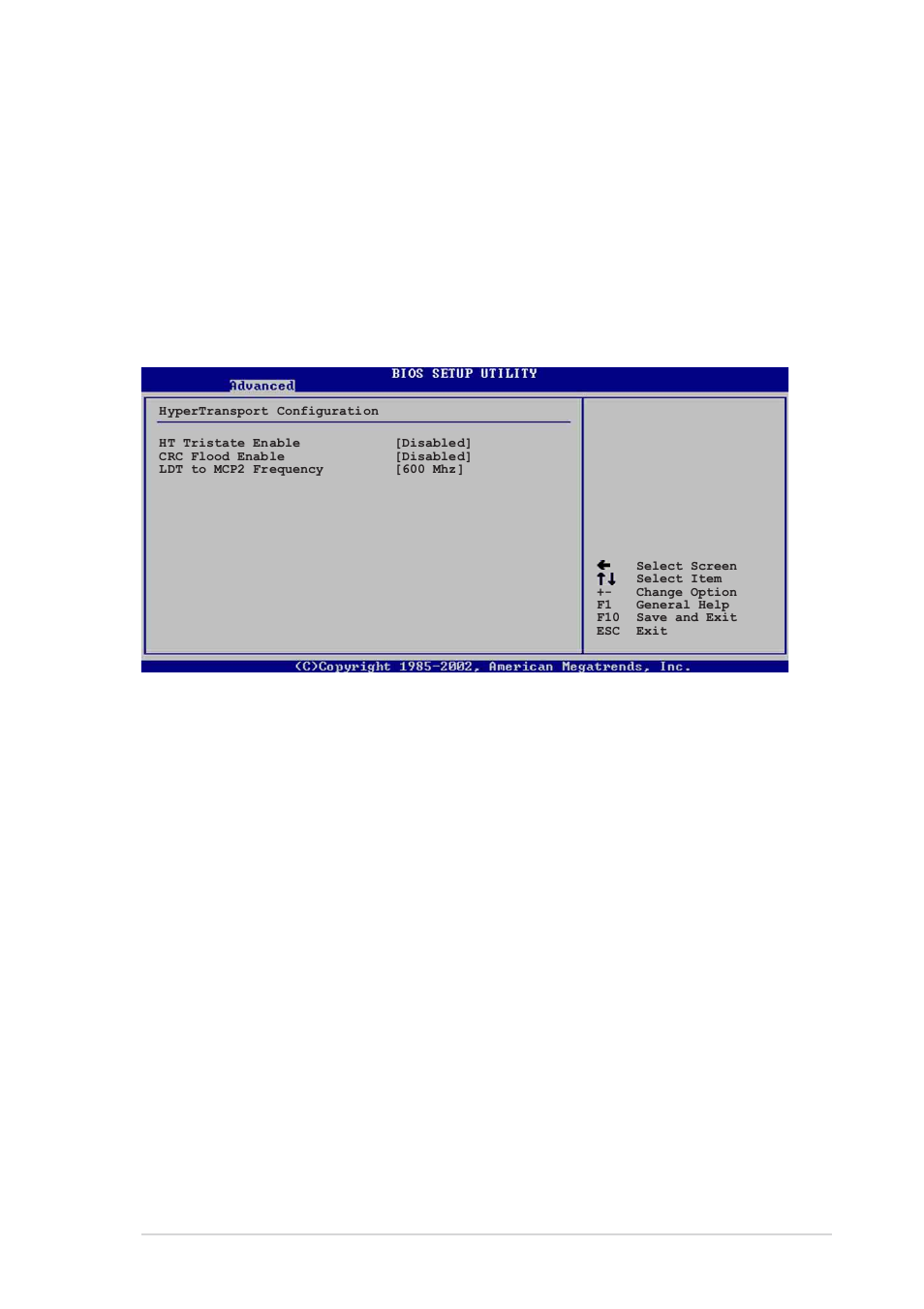 Hypertransport configuration, Ht tristate enable [disabled, Crc flood enable [disabled | Ldt to mcp2 frequency [600 mhz, Primary video [pci | Asus AW171 User Manual | Page 79 / 116