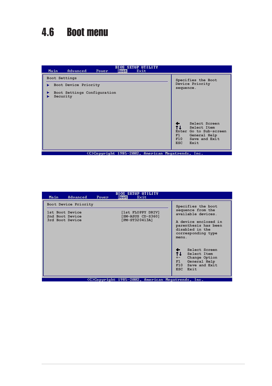 6 boot menu, 1 boot device priority, 1st ~ xxth boot device [1st floppy drive | Asus AW171 User Manual | Page 87 / 116