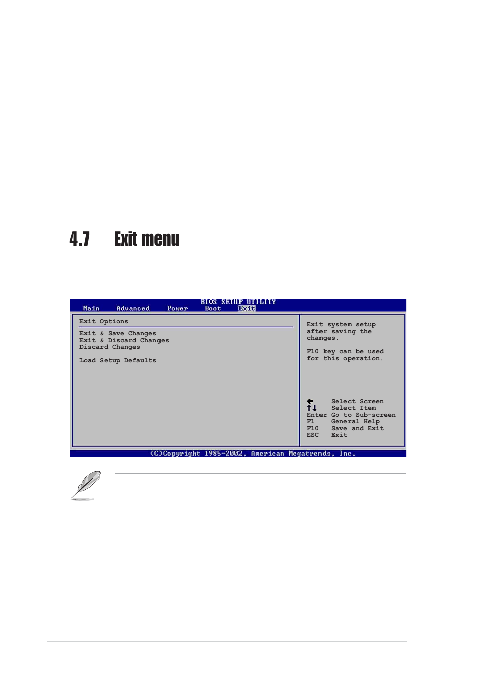 7 exit menu | Asus AW171 User Manual | Page 92 / 116