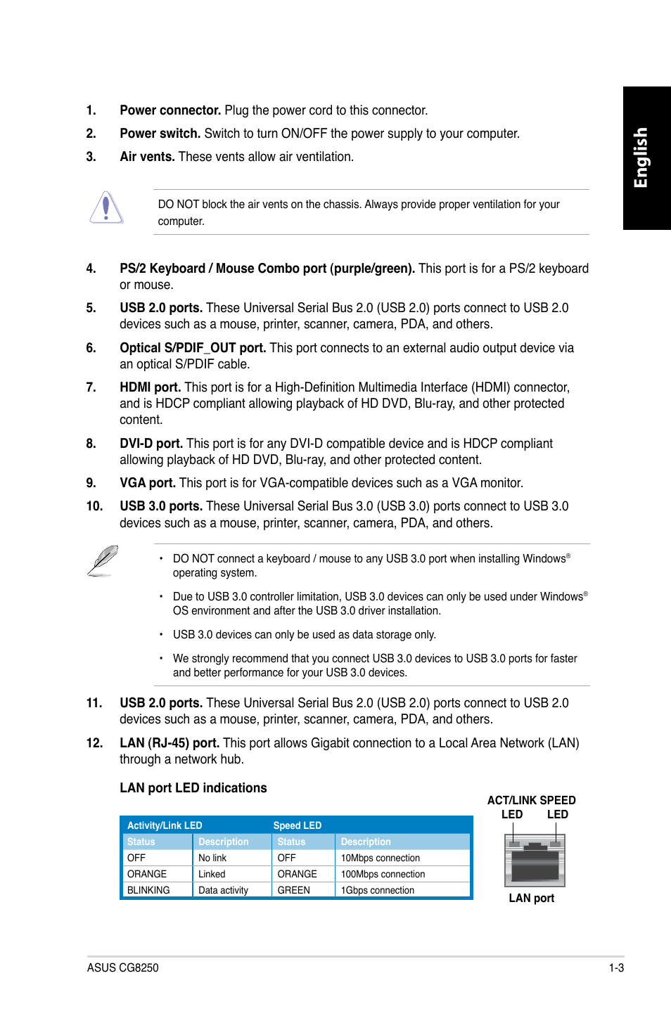 English | Asus CG8250 User Manual | Page 13 / 404