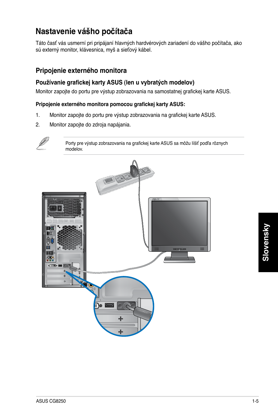 Nastavenie vášho počítača, Slovensky | Asus CG8250 User Manual | Page 255 / 404