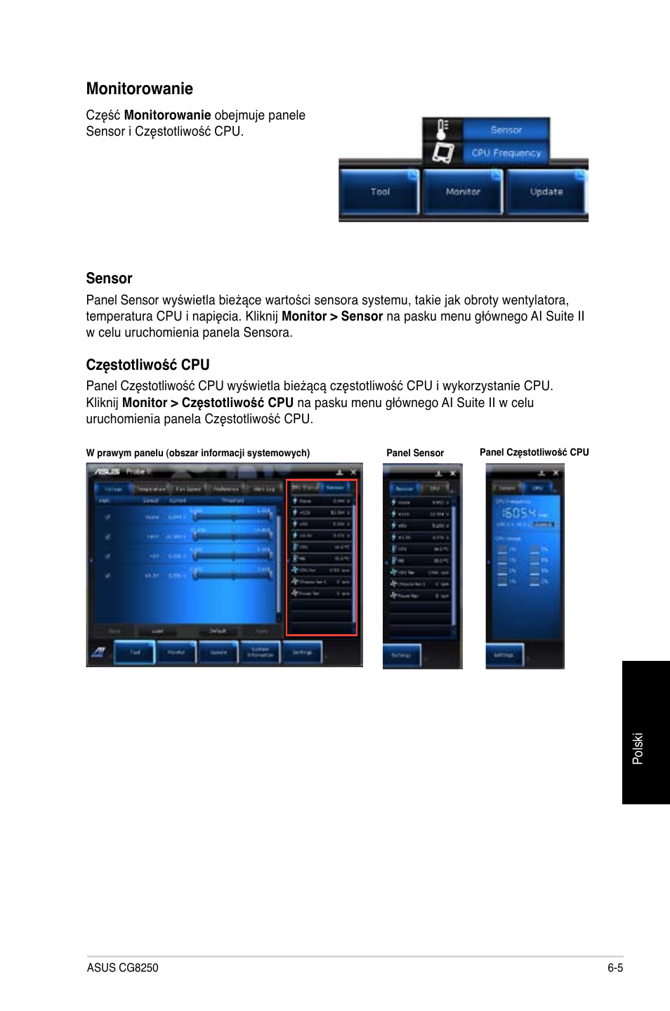 Monitorowanie | Asus CG8250 User Manual | Page 381 / 404