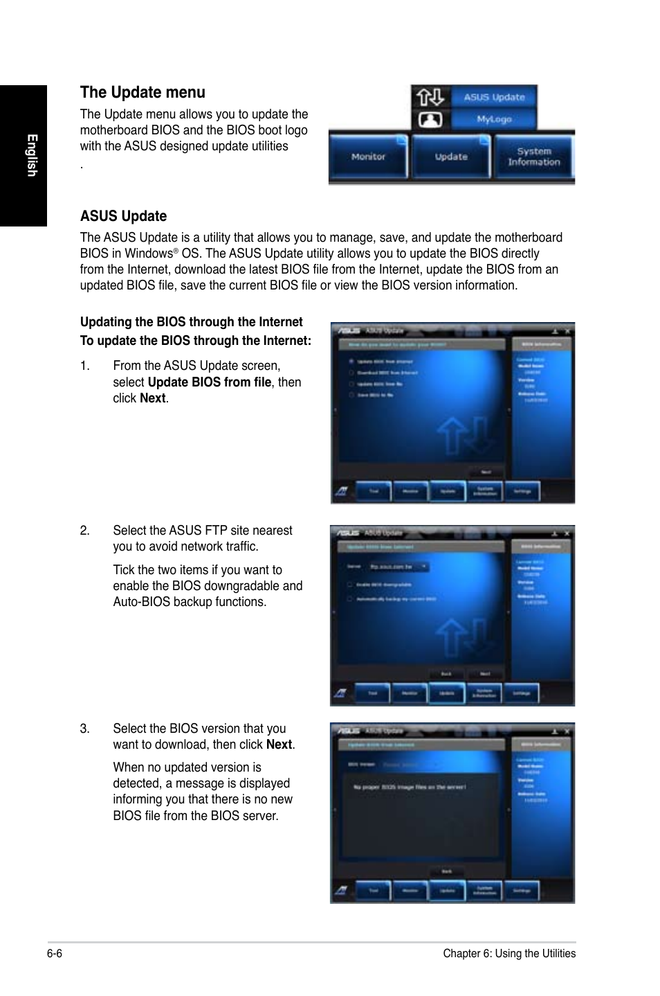 The update menu | Asus CG8250 User Manual | Page 58 / 404