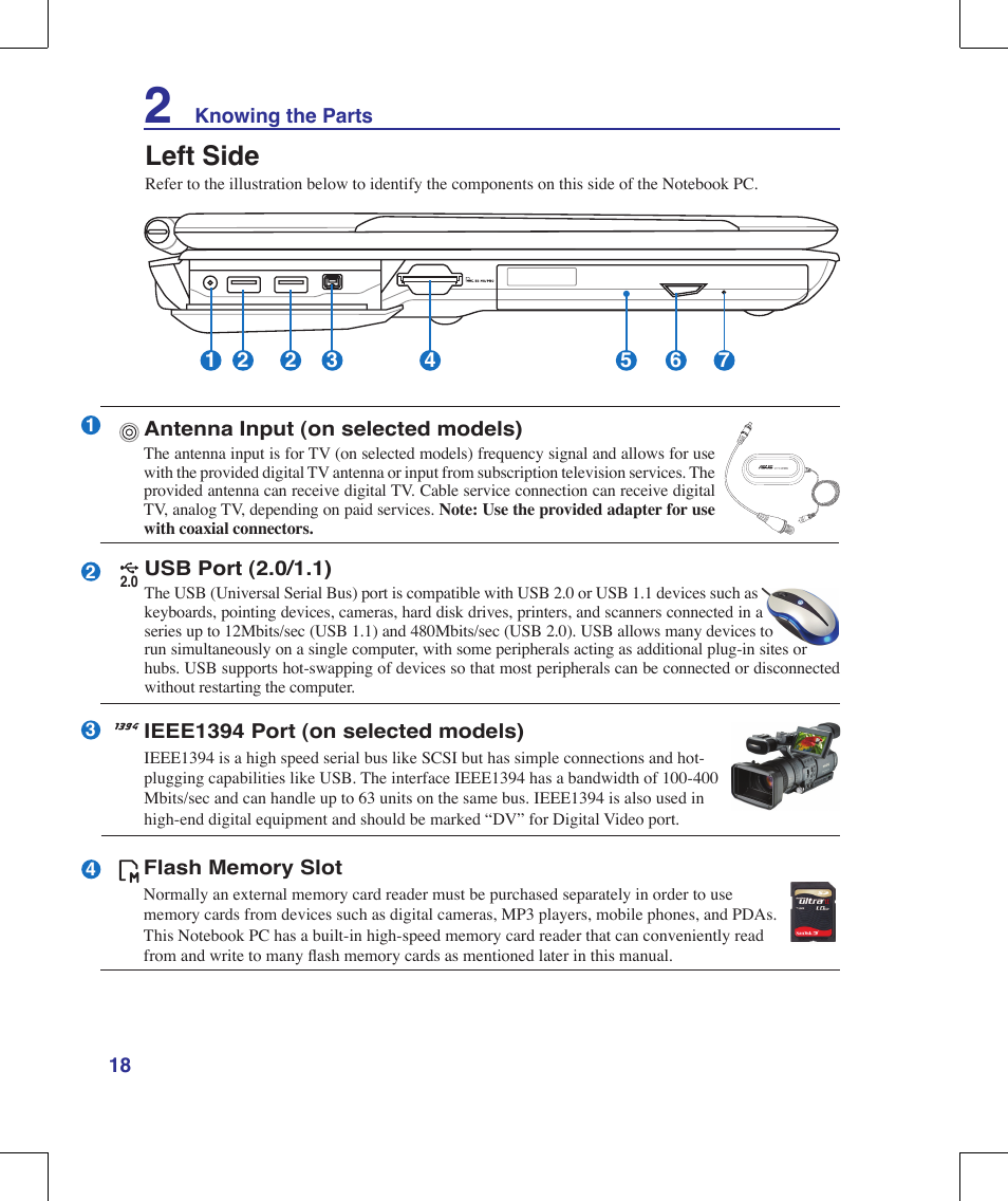 Left side | Asus G71V User Manual | Page 18 / 97
