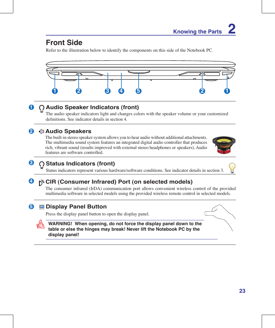 Front side | Asus G71V User Manual | Page 23 / 97