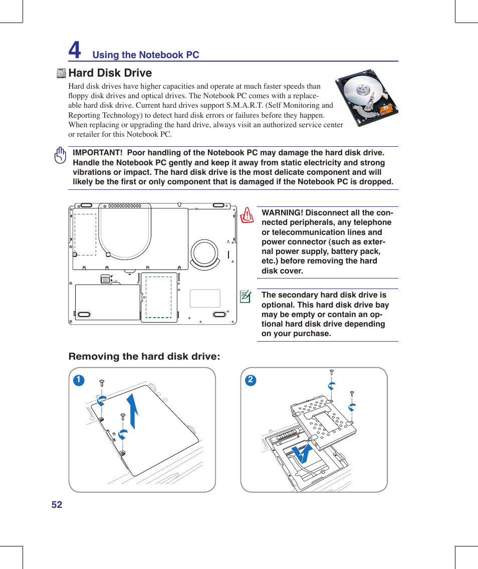 Hard disk drive | Asus G71V User Manual | Page 52 / 97