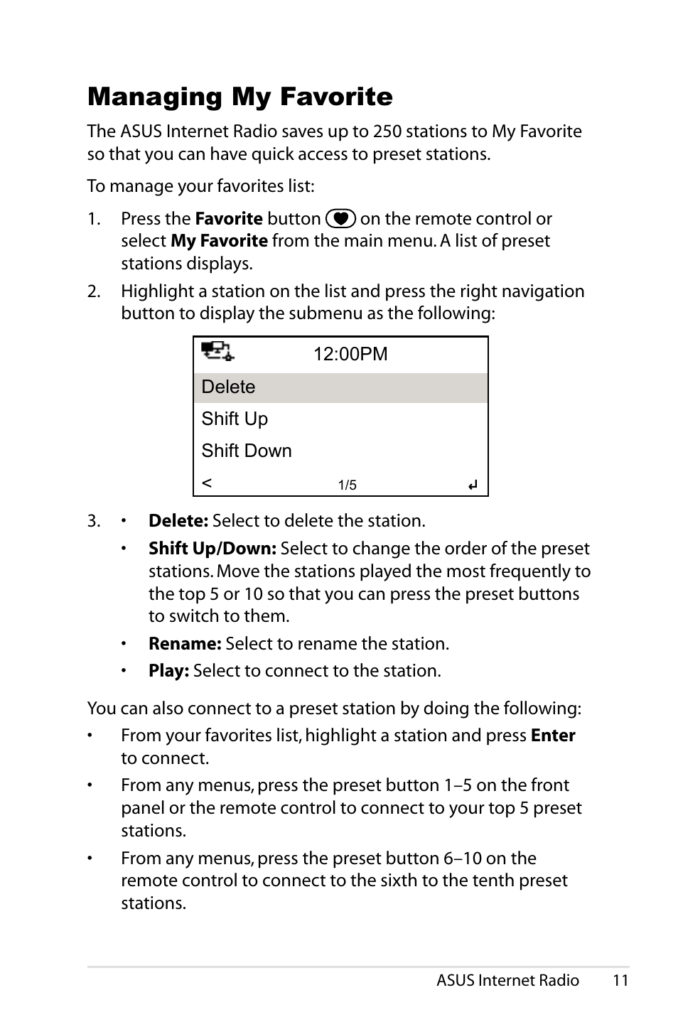 Managing my favorite | Asus AIR User Manual | Page 19 / 24