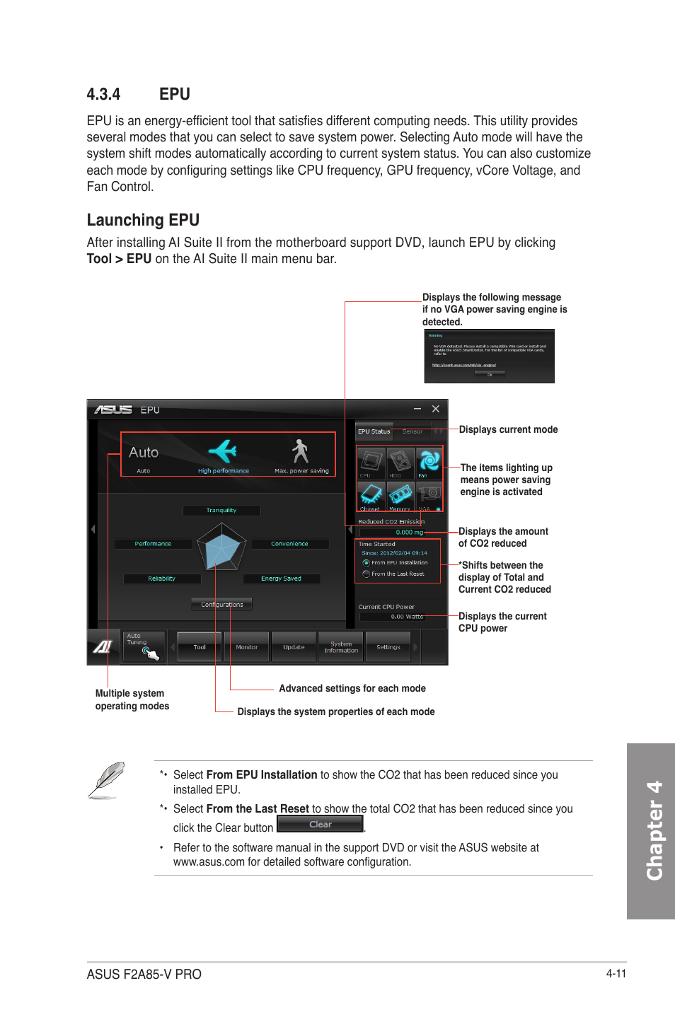 4 epu, Epu -11, Chapter 4 | Launching epu | Asus F2A85-V PRO User Manual | Page 115 / 172