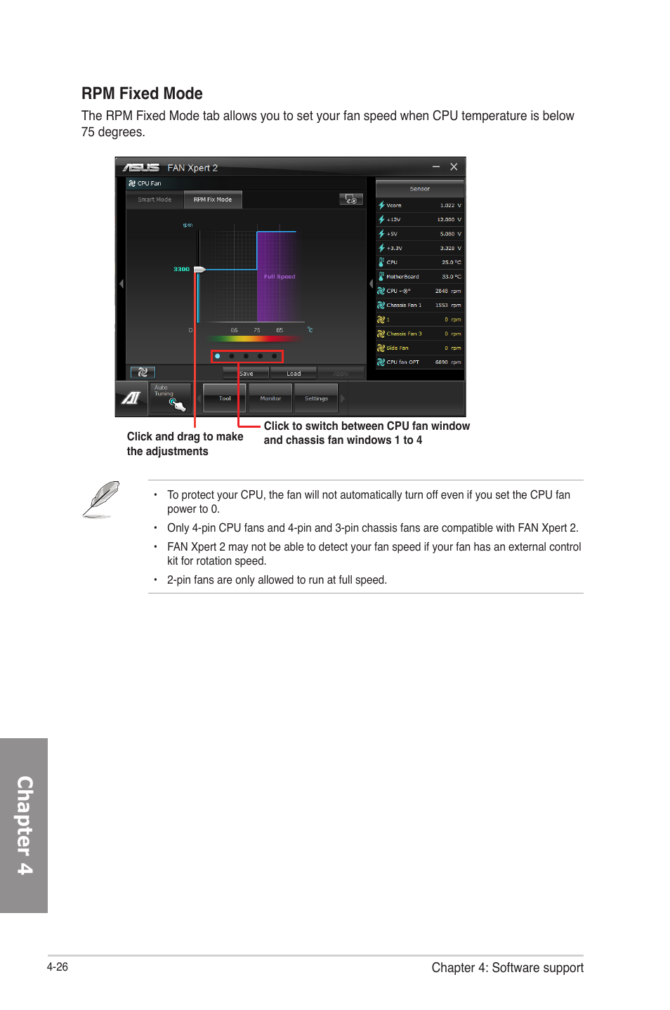 Chapter 4, Rpm fixed mode | Asus F2A85-V PRO User Manual | Page 130 / 172