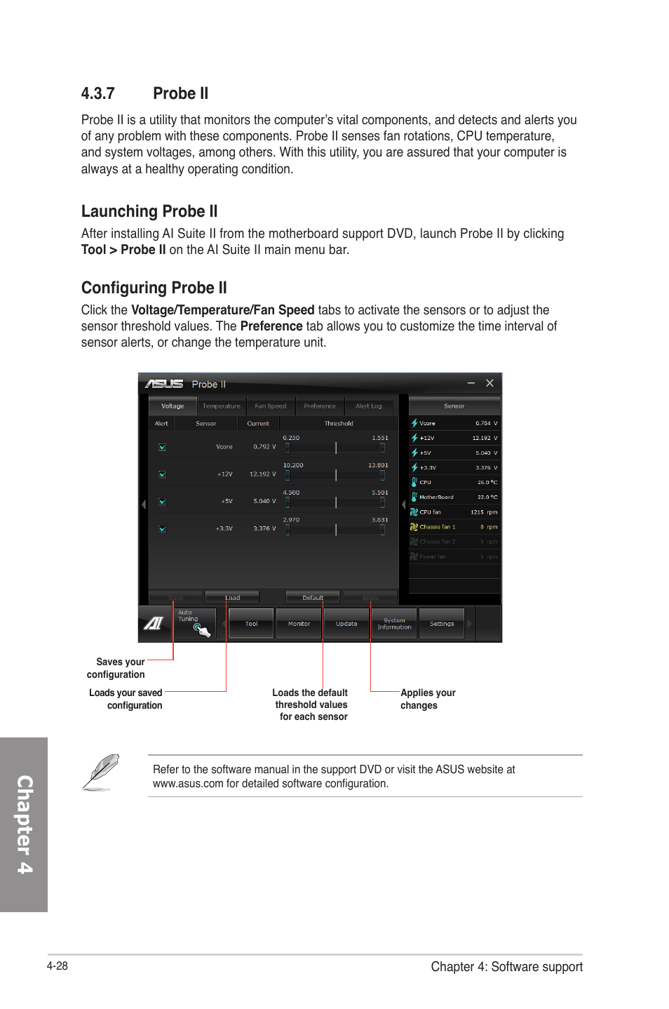 7 probe ii, Probe ii -28, Chapter 4 | Launching probe ii, Configuring probe ii | Asus F2A85-V PRO User Manual | Page 132 / 172