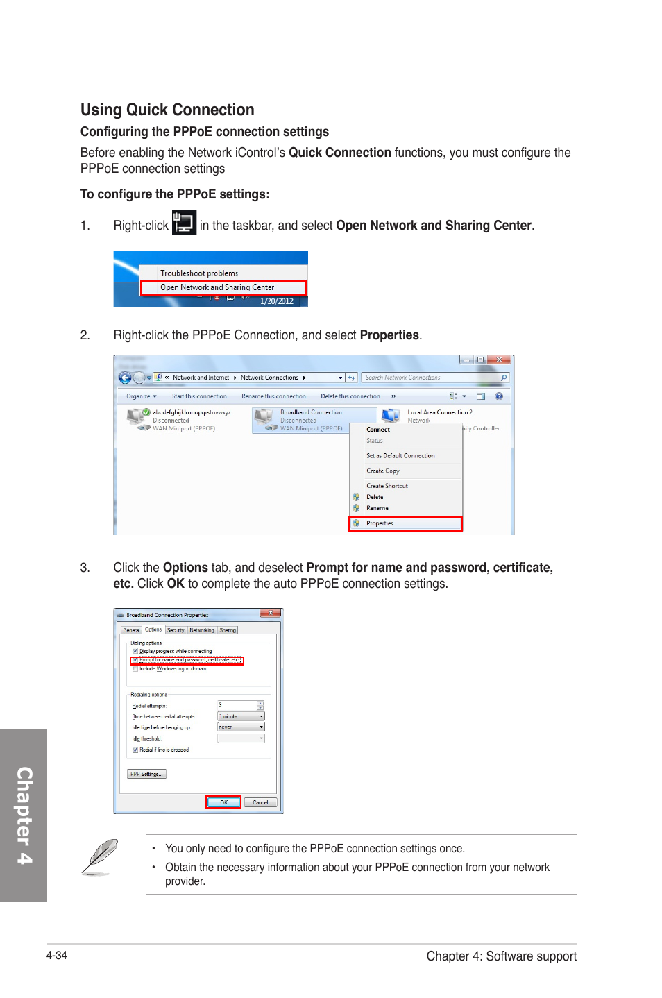 Chapter 4, Using quick connection | Asus F2A85-V PRO User Manual | Page 138 / 172