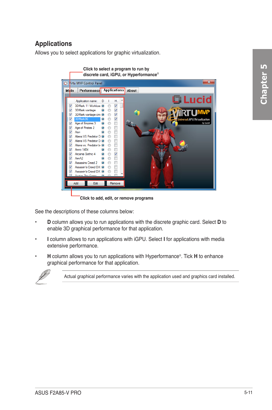 Chapter 5, Applications | Asus F2A85-V PRO User Manual | Page 167 / 172