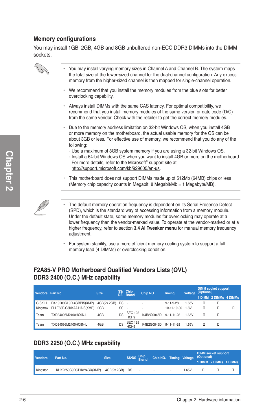 Chapter 2 | Asus F2A85-V PRO User Manual | Page 26 / 172