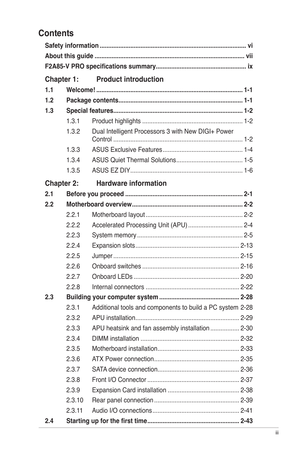 Asus F2A85-V PRO User Manual | Page 3 / 172