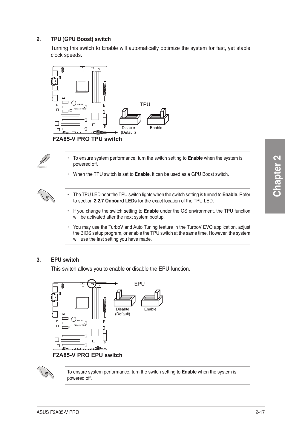 Chapter 2 | Asus F2A85-V PRO User Manual | Page 37 / 172