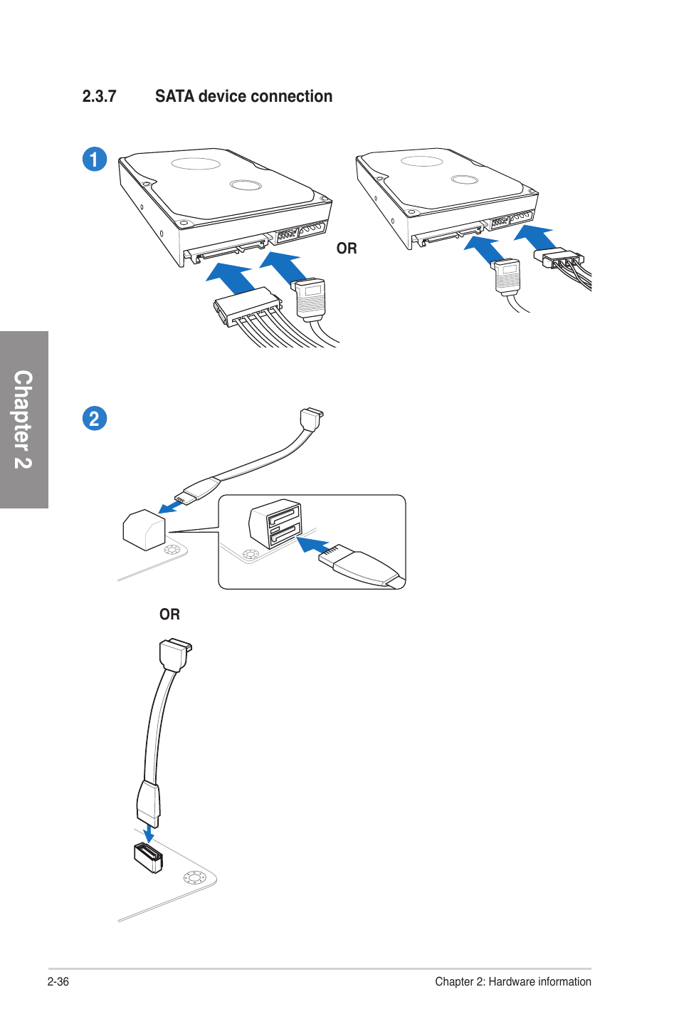 7 sata device connection, Sata device connection -36, Chapter 2 | Asus F2A85-V PRO User Manual | Page 56 / 172