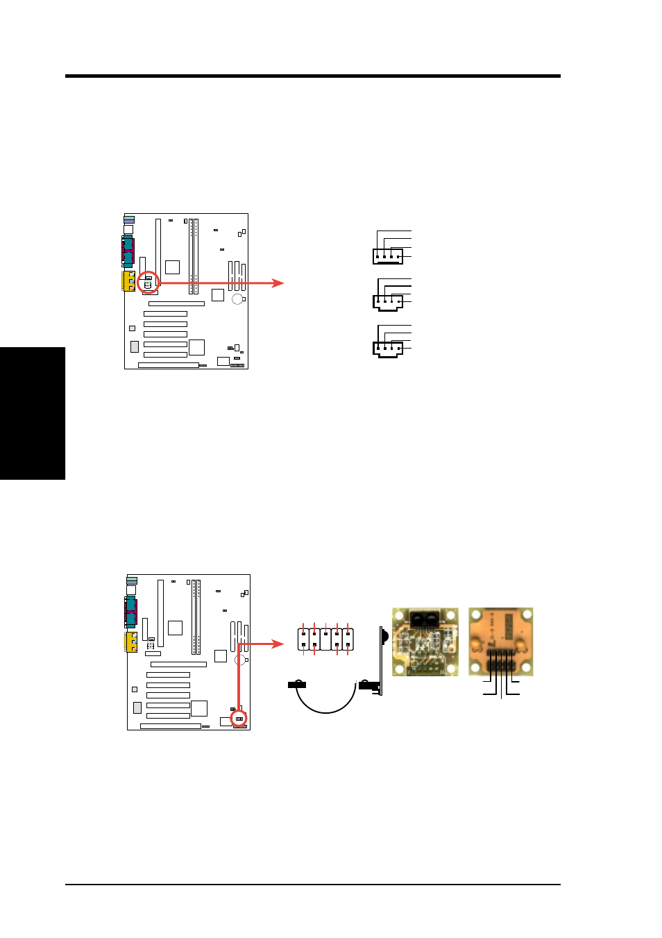 Hardware setup, Video (green) aux (white), P3c-ls/l/s infrared module connector | Asus P3C-S User Manual | Page 48 / 114