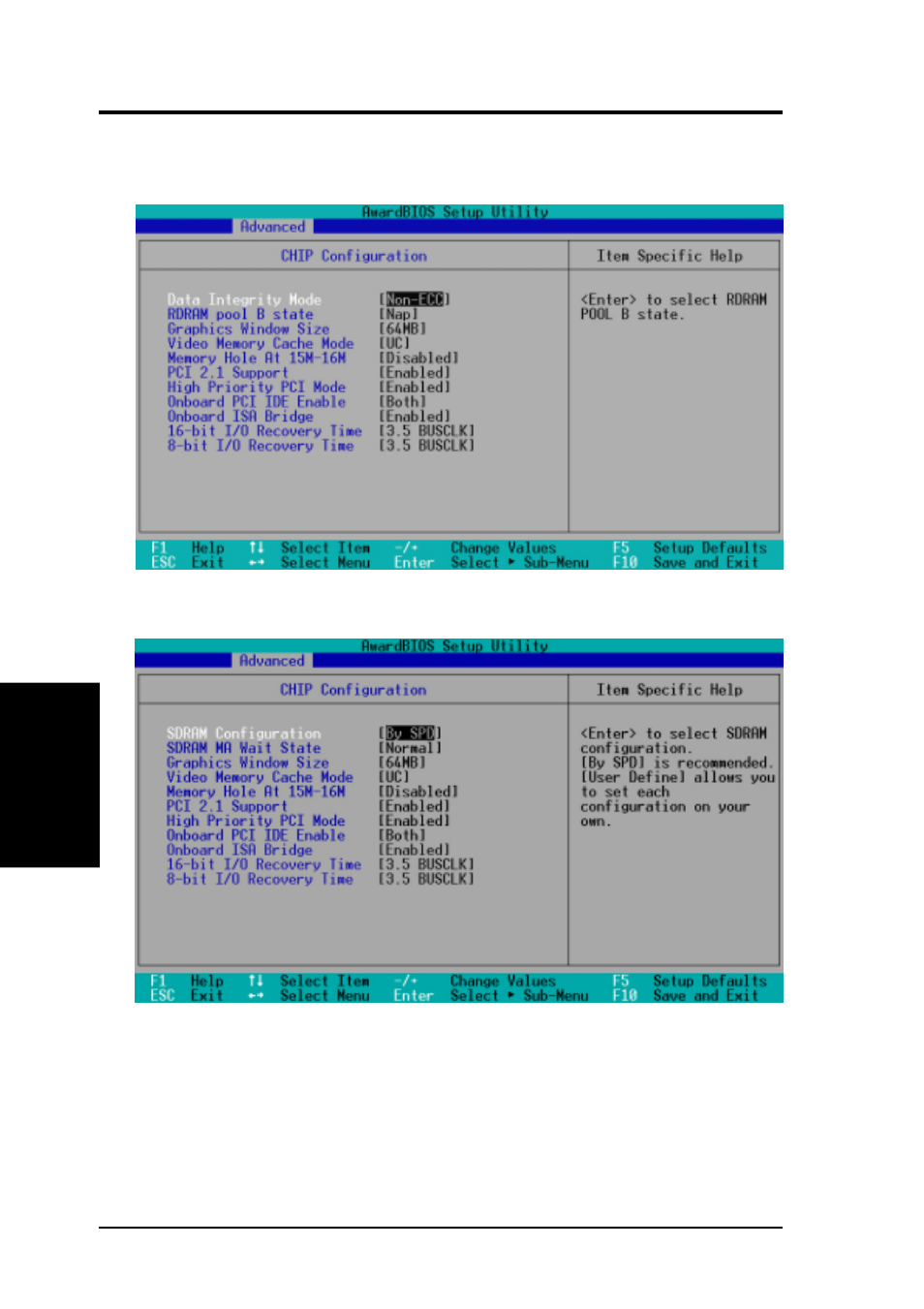 Bios setup, 1 chip configuration | Asus P3C-S User Manual | Page 68 / 114
