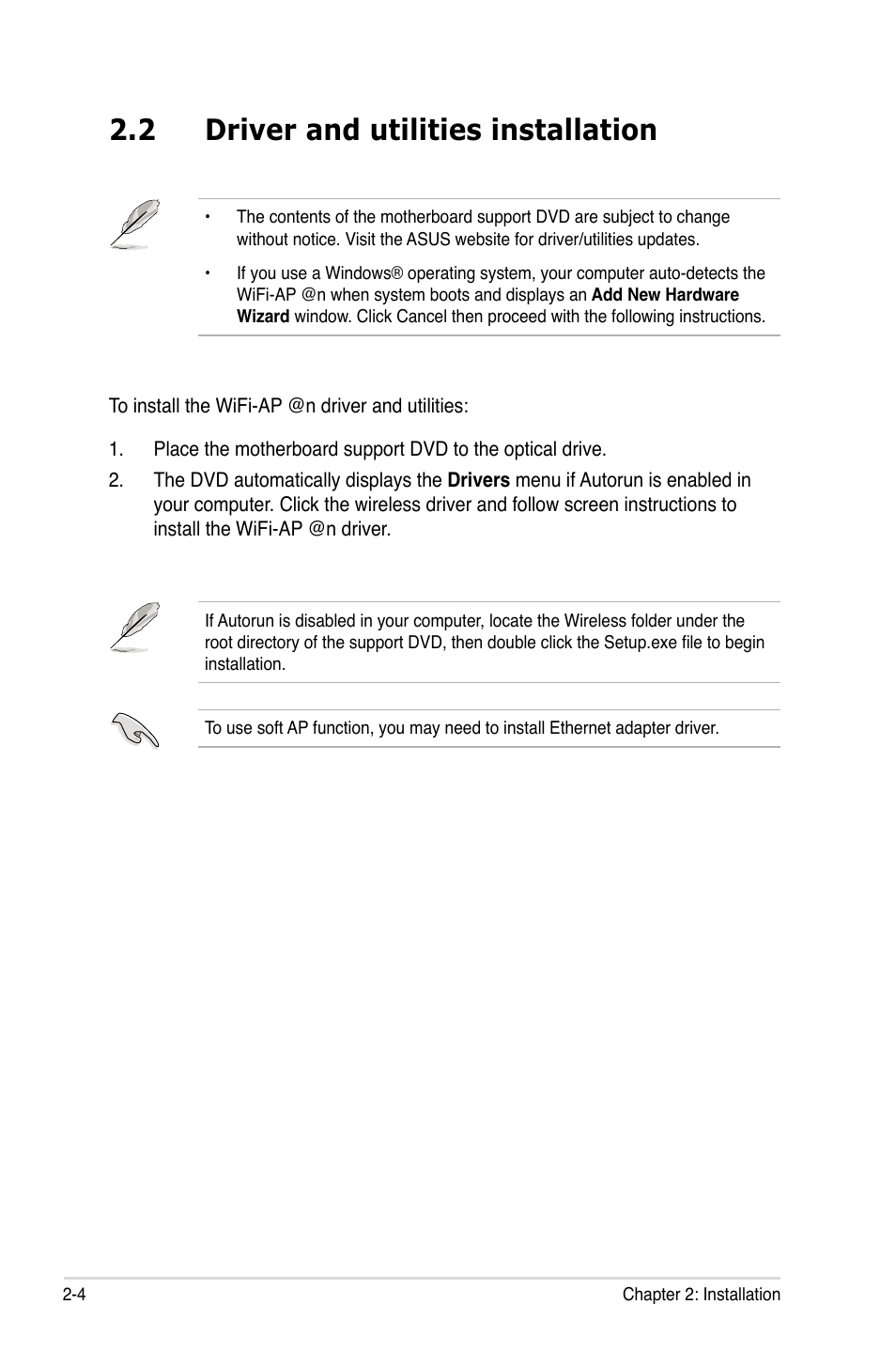 2 driver and utilities installation | Asus P5Q3 Deluxe/WiFi-AP @n User Manual | Page 18 / 44