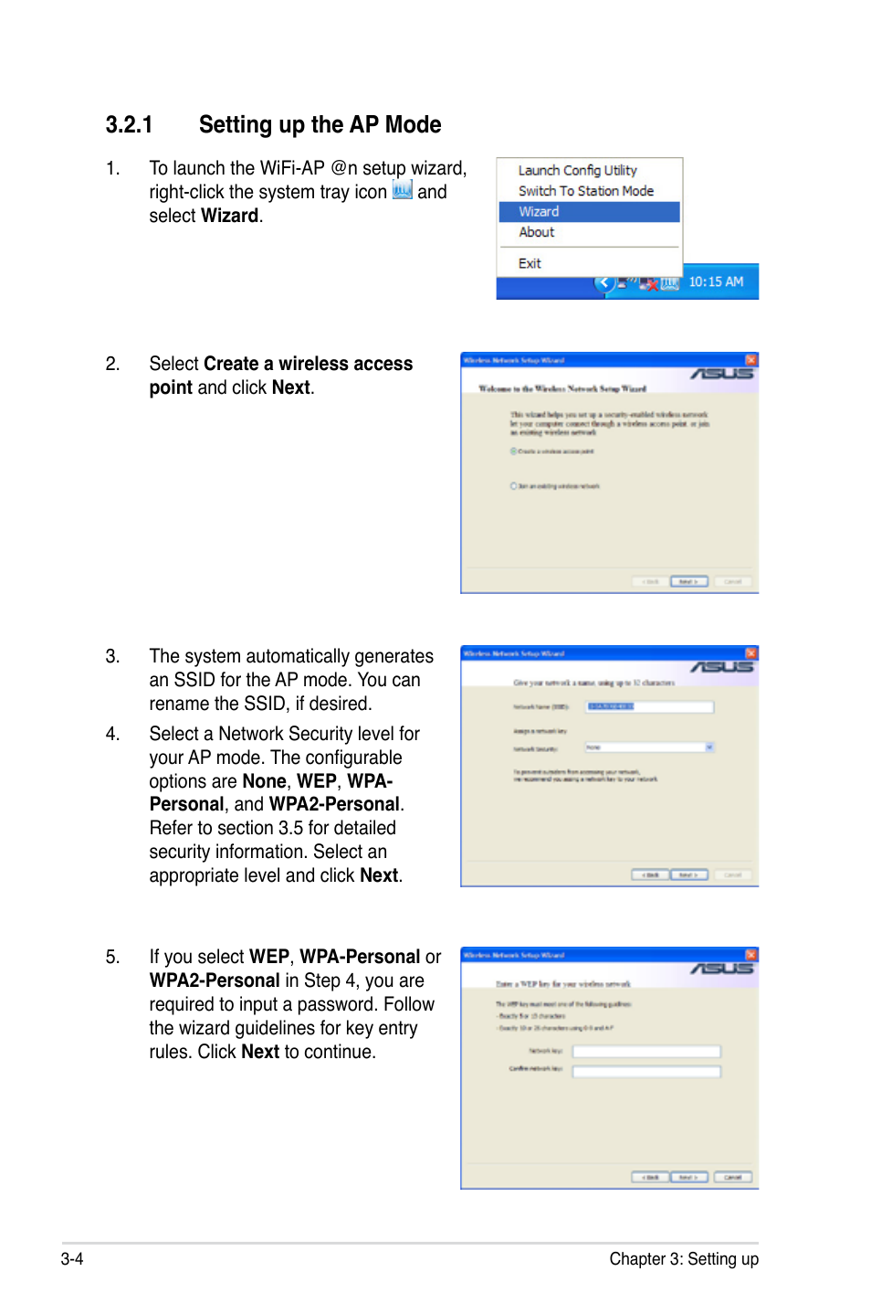 1 setting up the ap mode | Asus P5Q3 Deluxe/WiFi-AP @n User Manual | Page 22 / 44