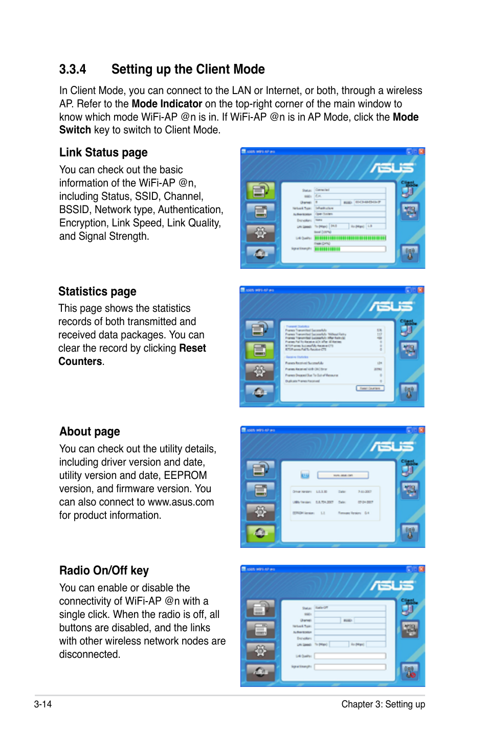 4 setting up the client mode | Asus P5Q3 Deluxe/WiFi-AP @n User Manual | Page 32 / 44