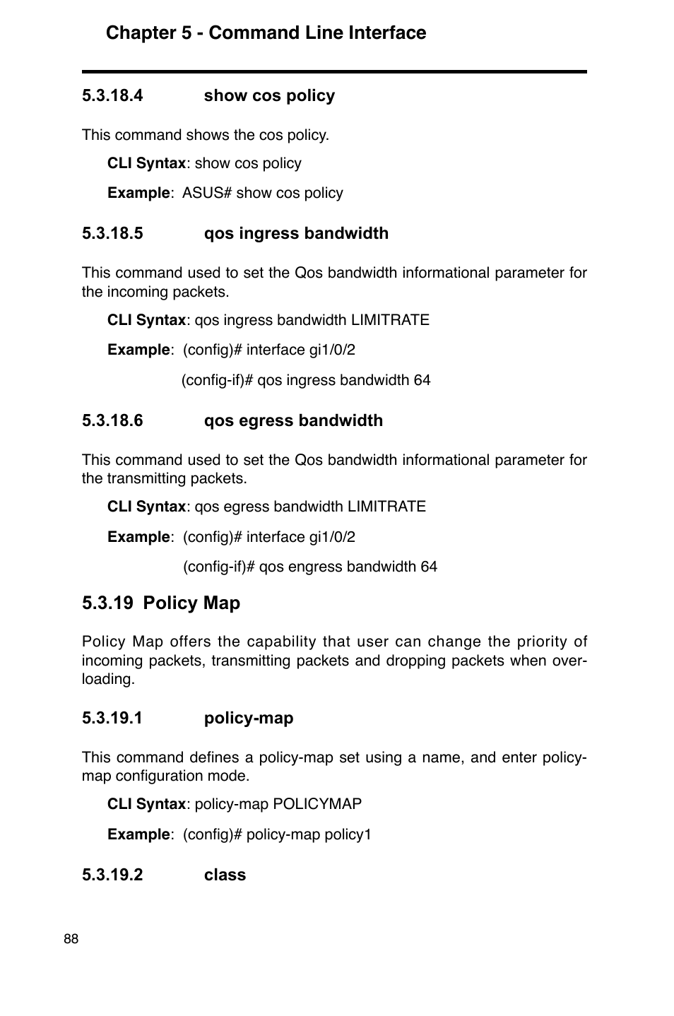 Chapter 5 - command line interface, 19 policy map | Asus GigaX2124 User Manual | Page 100 / 122