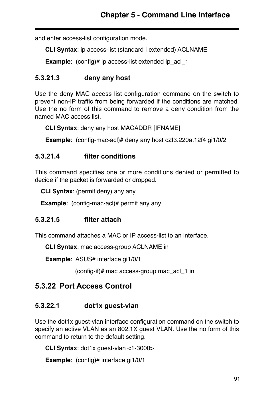 Chapter 5 - command line interface, 22 port access control | Asus GigaX2124 User Manual | Page 103 / 122