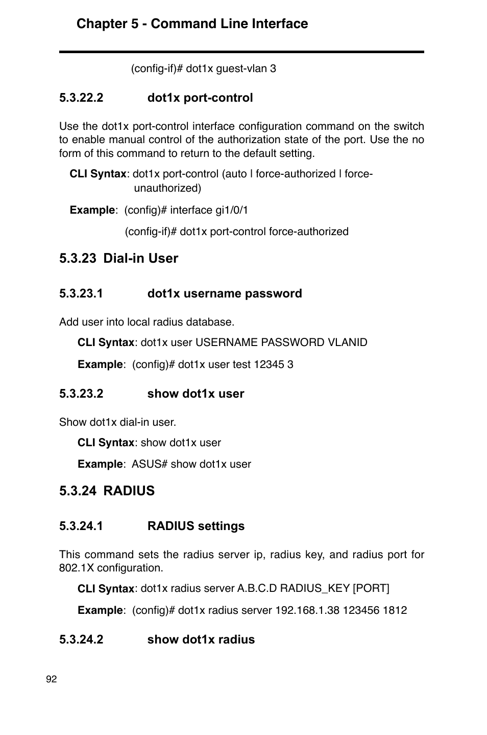 Chapter 5 - command line interface, 23 dial-in user, 24 radius | Asus GigaX2124 User Manual | Page 104 / 122
